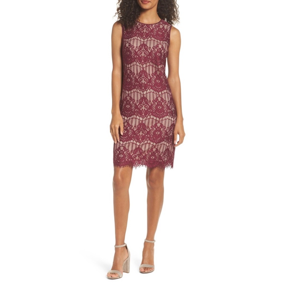 Scalloped Lace Sheath Dress